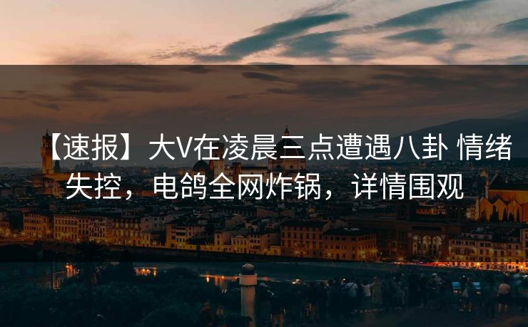 【速报】大V在凌晨三点遭遇八卦 情绪失控，电鸽全网炸锅，详情围观