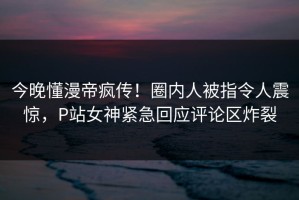 今晚懂漫帝疯传！圈内人被指令人震惊，P站女神紧急回应评论区炸裂