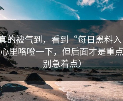 我真的被气到，看到“每日黑料入口”我心里咯噔一下，但后面才是重点（别急着点）