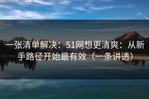 一张清单解决：51网想更清爽：从新手路径开始最有效（一条讲透）