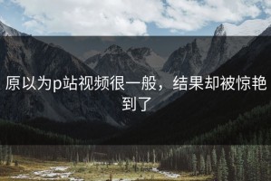 原以为p站视频很一般，结果却被惊艳到了