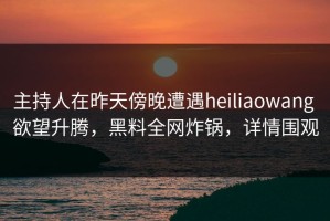 主持人在昨天傍晚遭遇heiliaowang 欲望升腾，黑料全网炸锅，详情围观