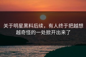 关于明星黑料后续，有人终于把越想越奇怪的一处掀开出来了