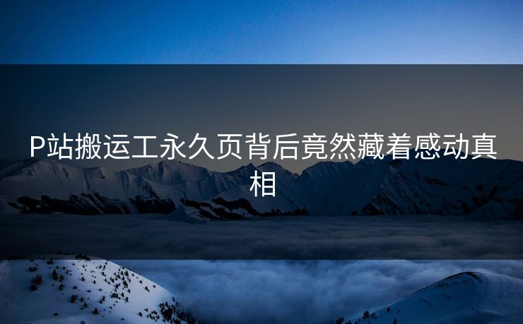 P站搬运工永久页背后竟然藏着感动真相