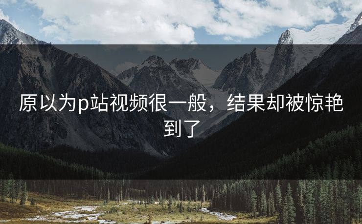 原以为p站视频很一般，结果却被惊艳到了